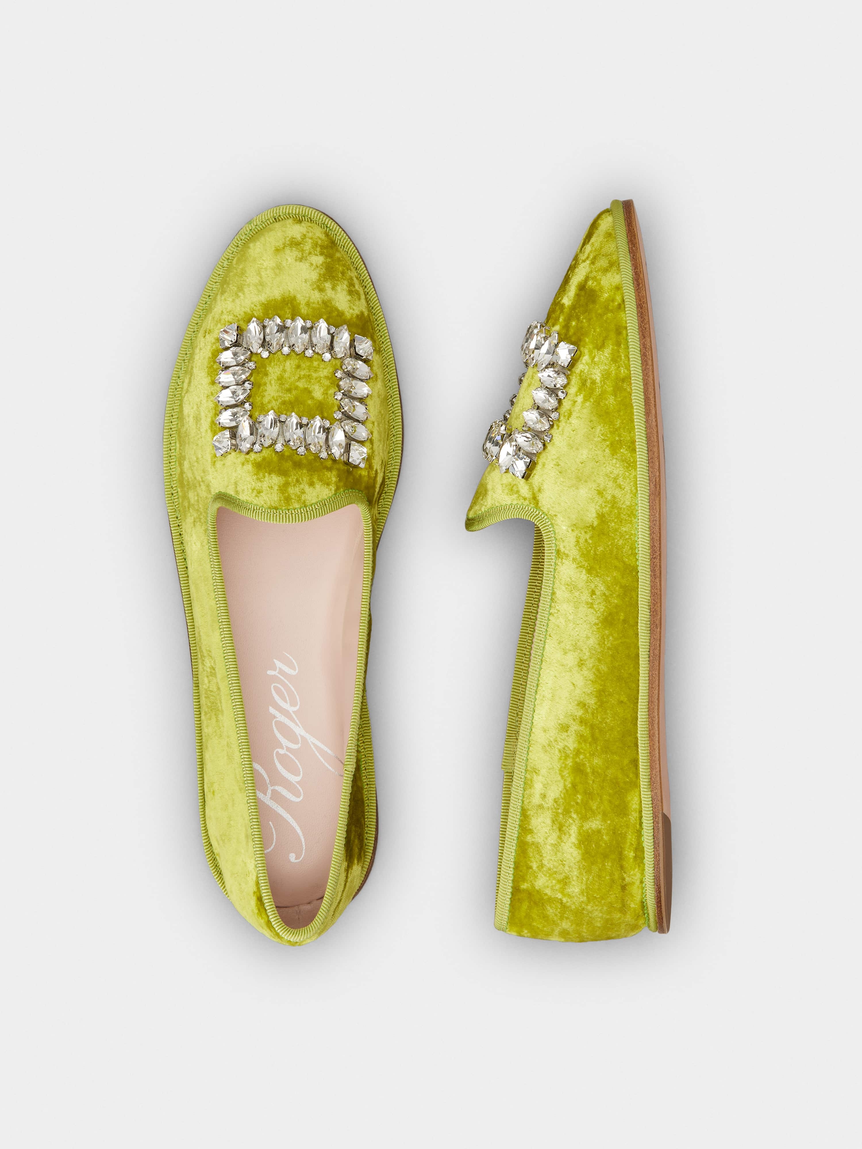 Babby Viv' Strass Embroidered Buckle Slippers in Velvet - 4