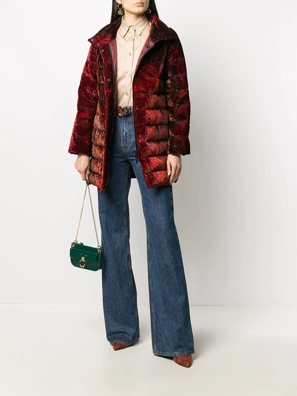 paisley print puffer coat - 2