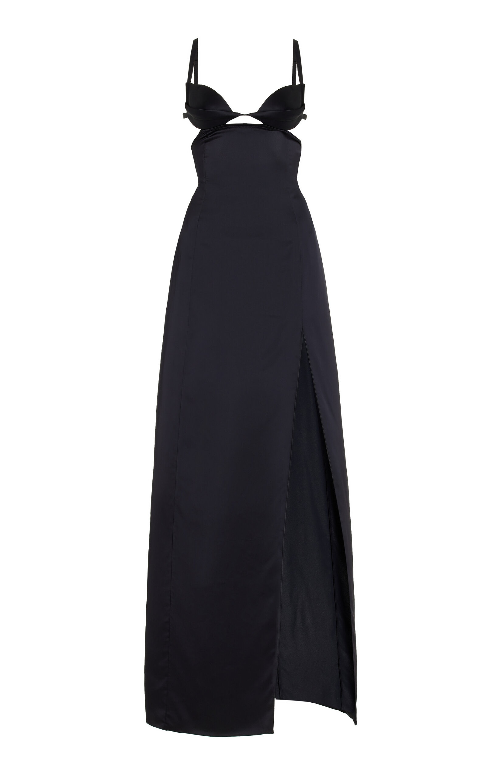 Double-Petal Satin Maxi Dress black - 1