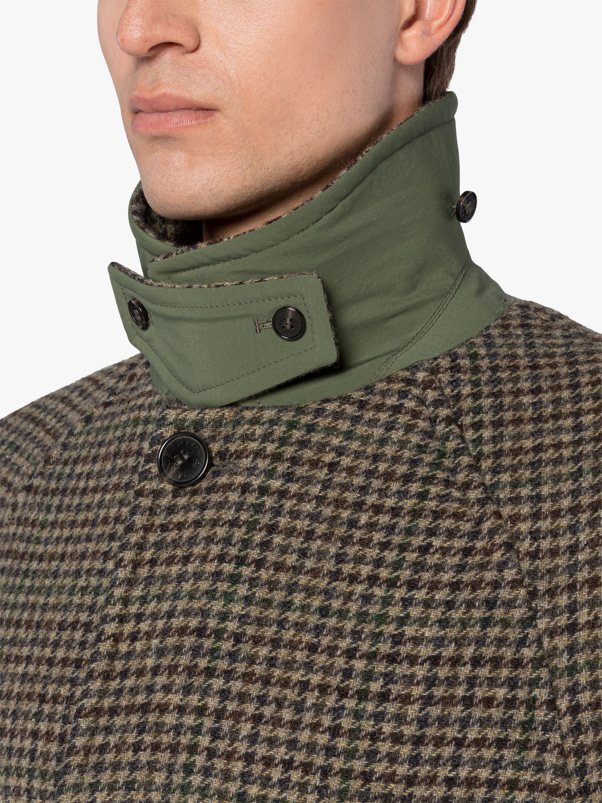 BOSTON GREEN CHECK WOOL OVERCOAT - 5