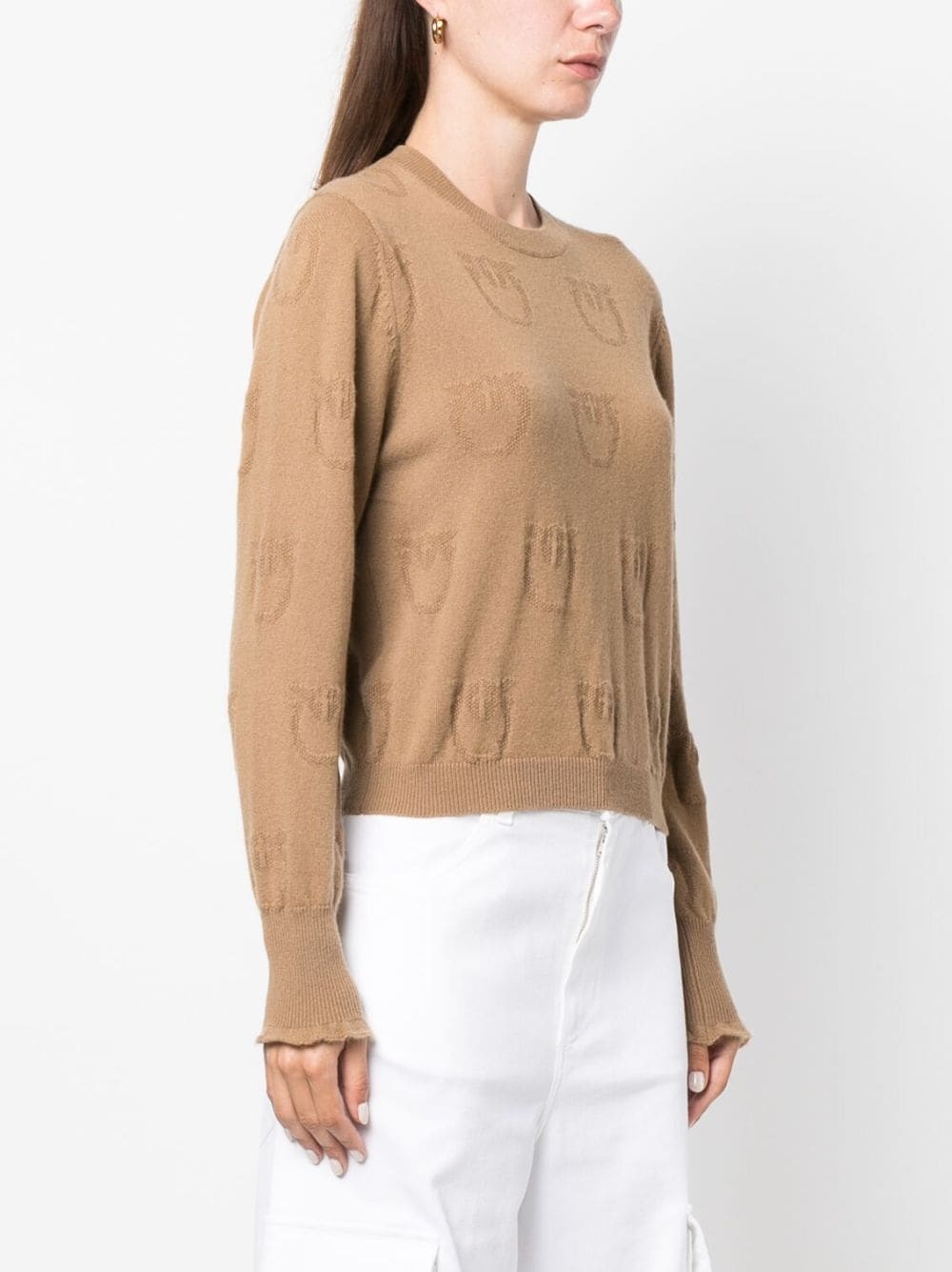 logo-debossed cashmere top - 3