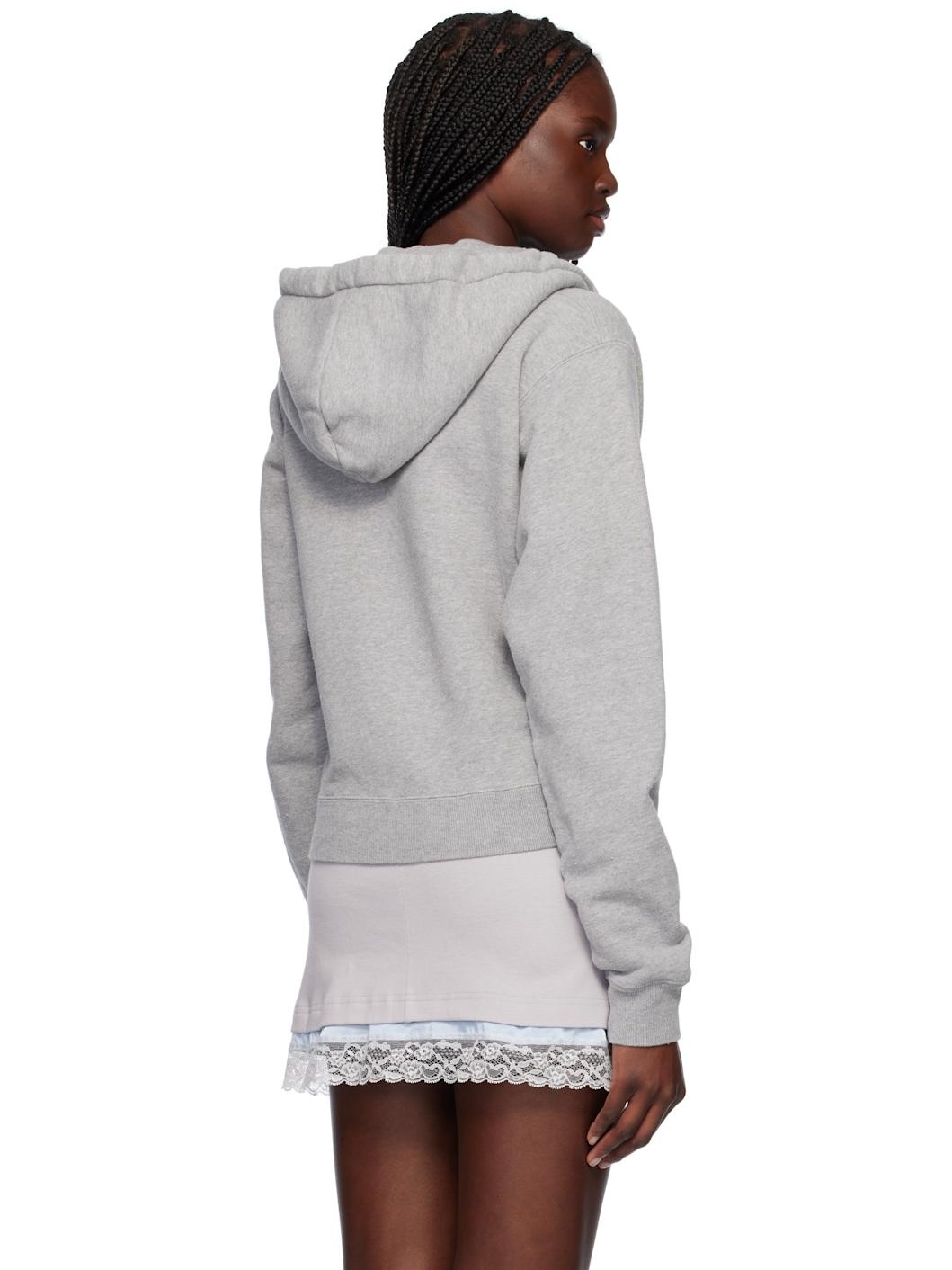 Gray 'AMB' Graphic Zip-Up Hoodie - 3