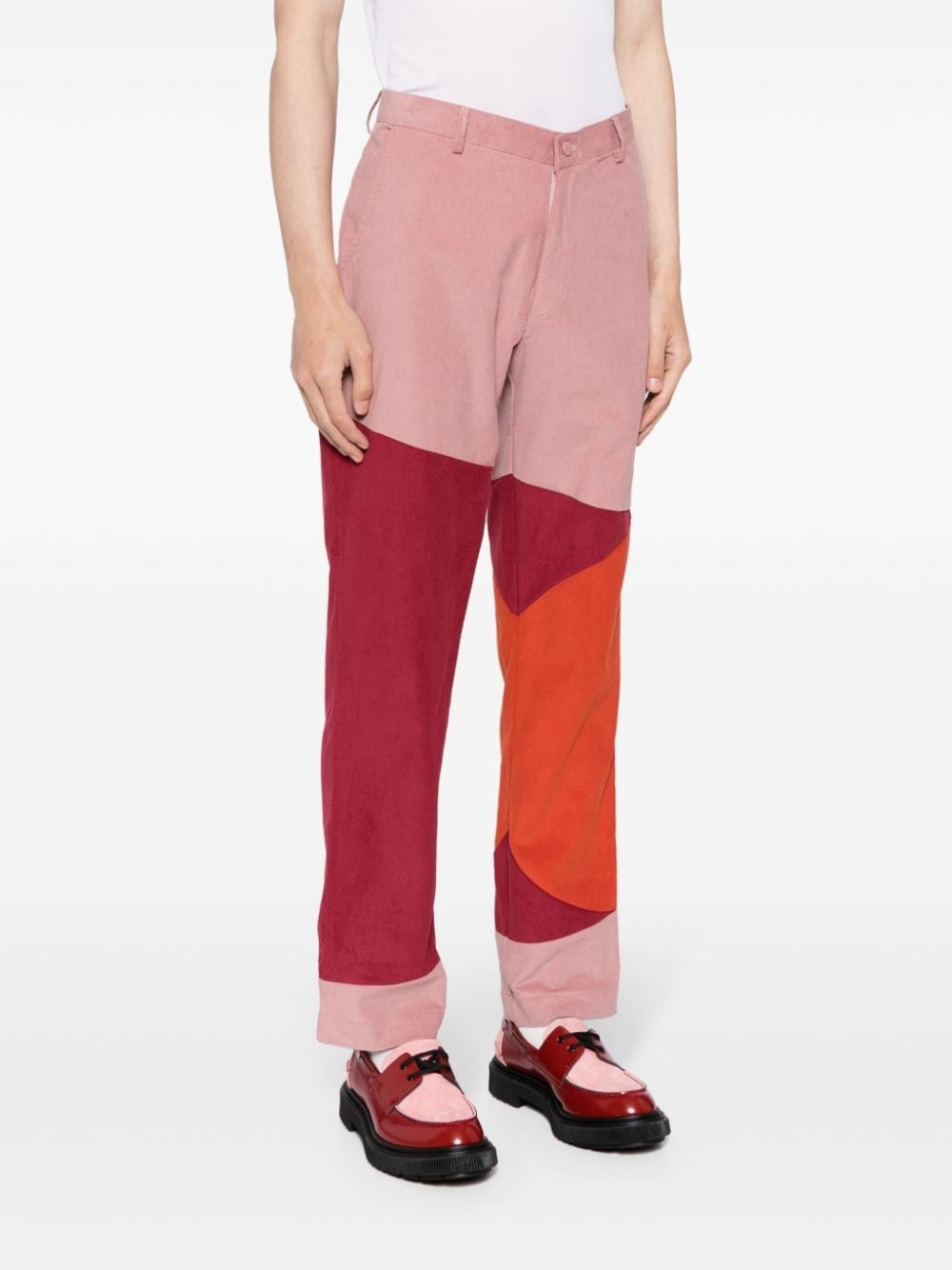 colour-block corduroy trousers - 3