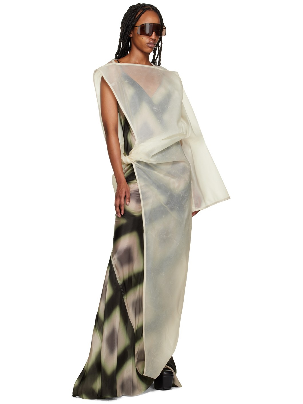 Beige Edfu Leather Maxi Dress - 4