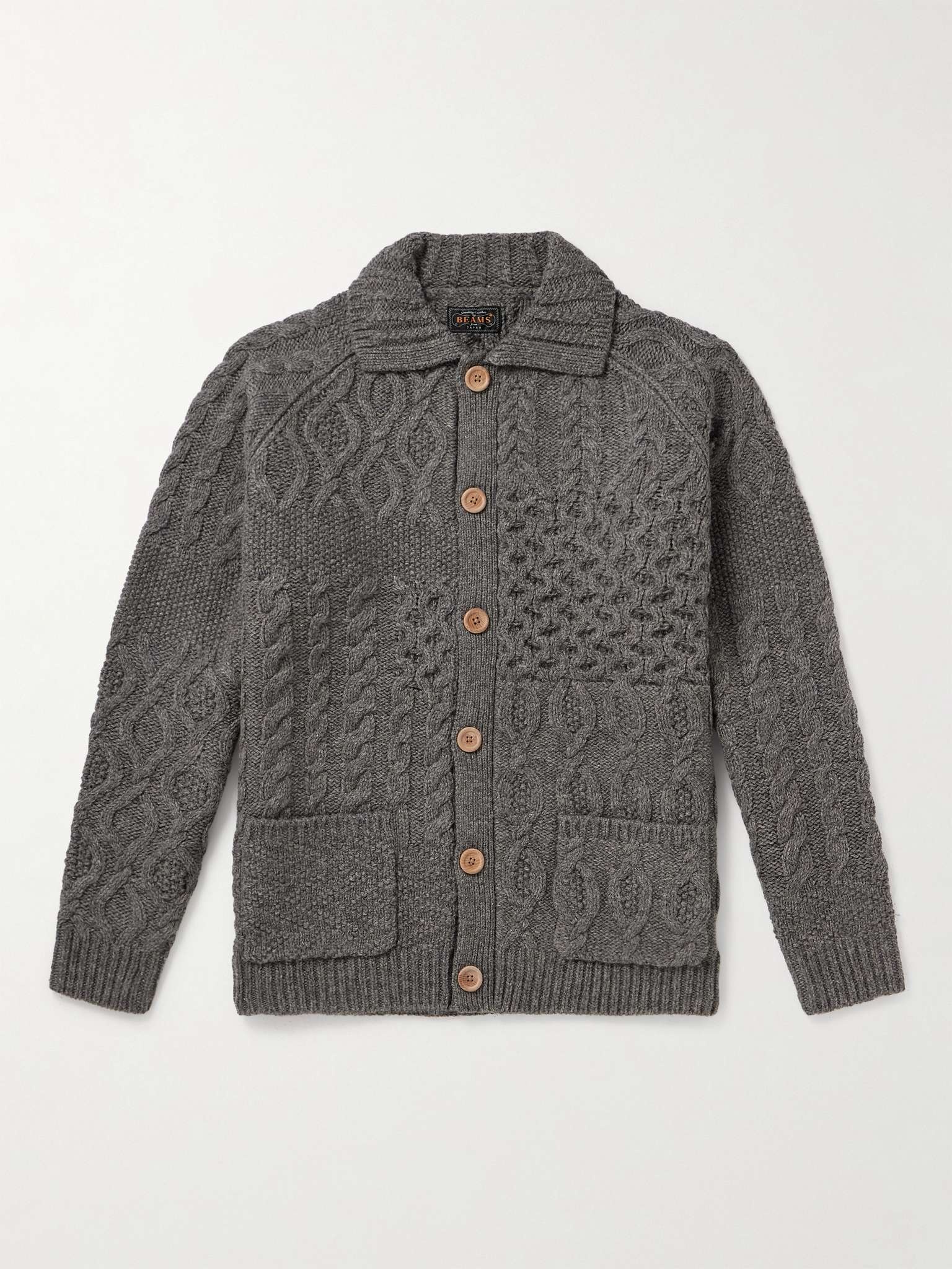 Alan Patchwork Cable-Knit Wool Cardigan - 1