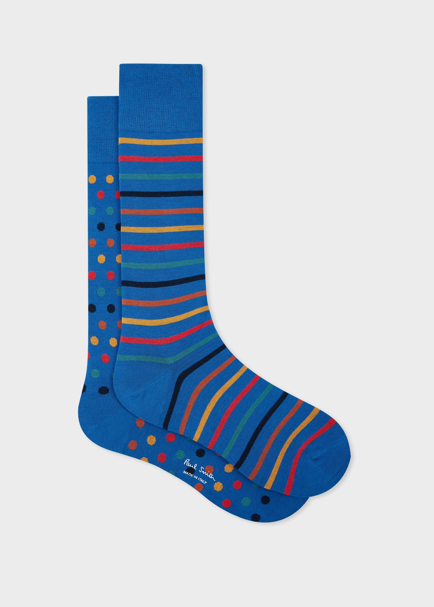 Blue Mismatched 'Artist Stripe & Dot' Socks - 1