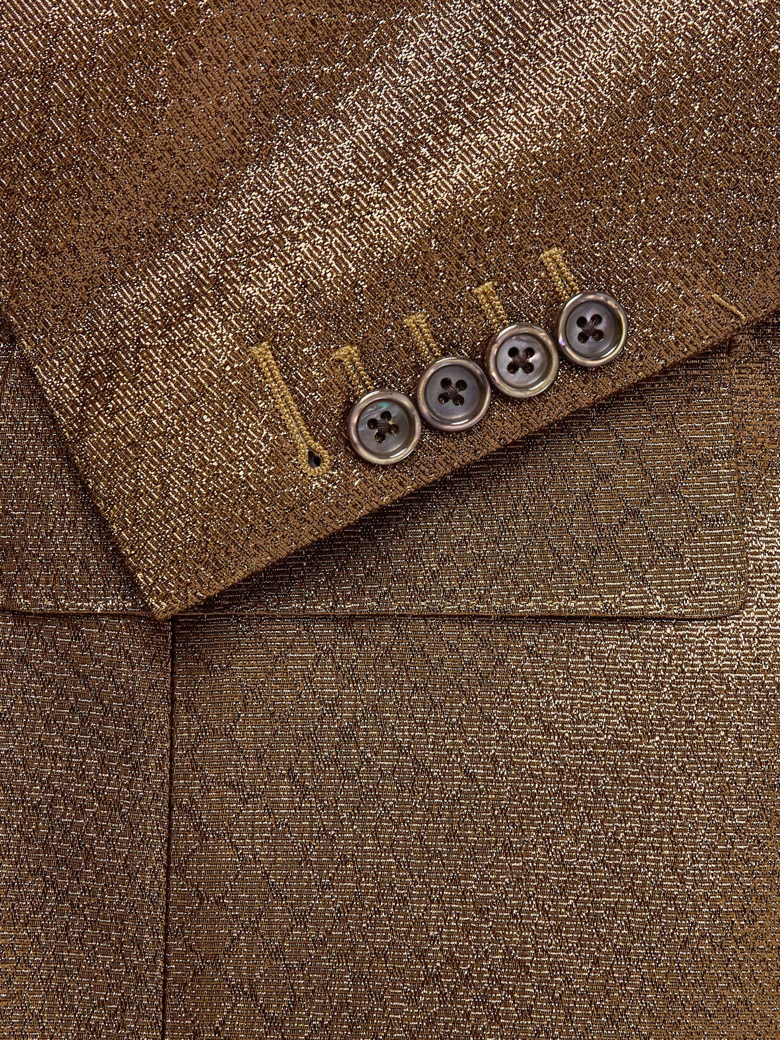 Slim-Fit Croc-Effect Coated Wool-Blend Tuxedo Jacket Brown - 4
