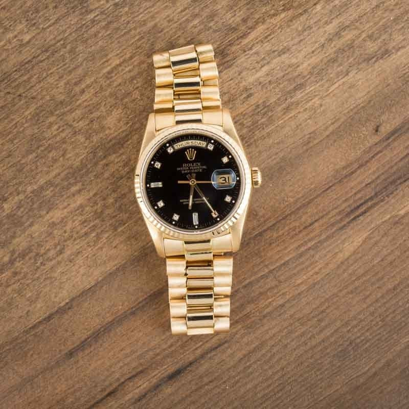 Rolex President 18238 Black Diamond Dial - 6