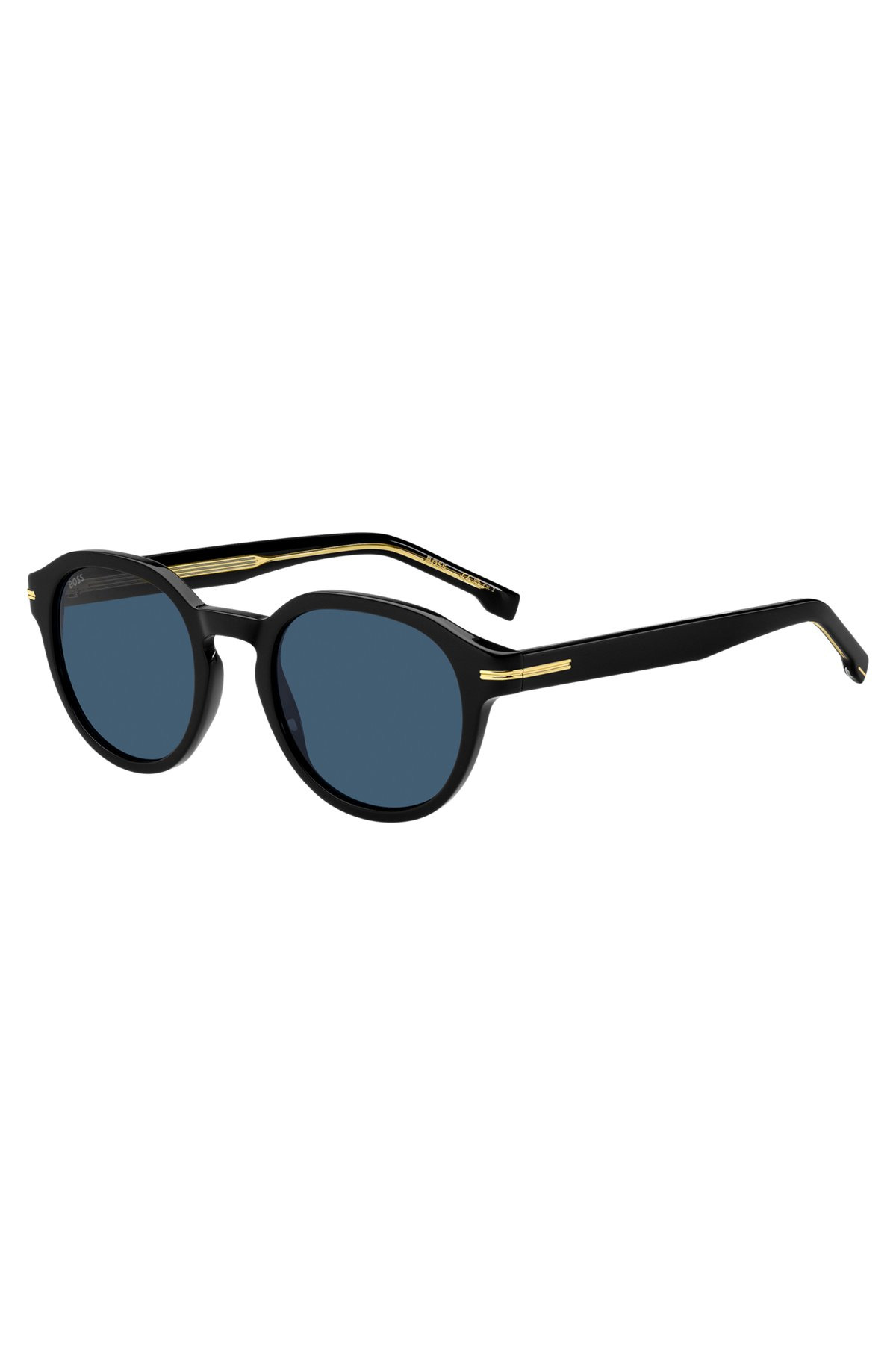 BLACK-ACETATE SUNGLASSES WITH GOLD-TONE HINGES - 1