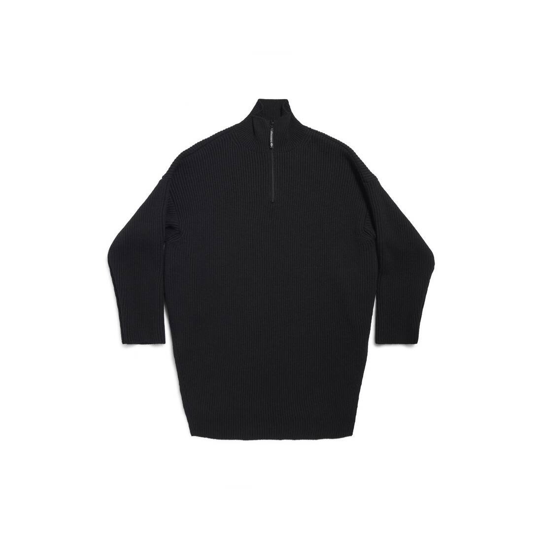 Skiwear - Half Zip High Neck Poncho in Black - 1