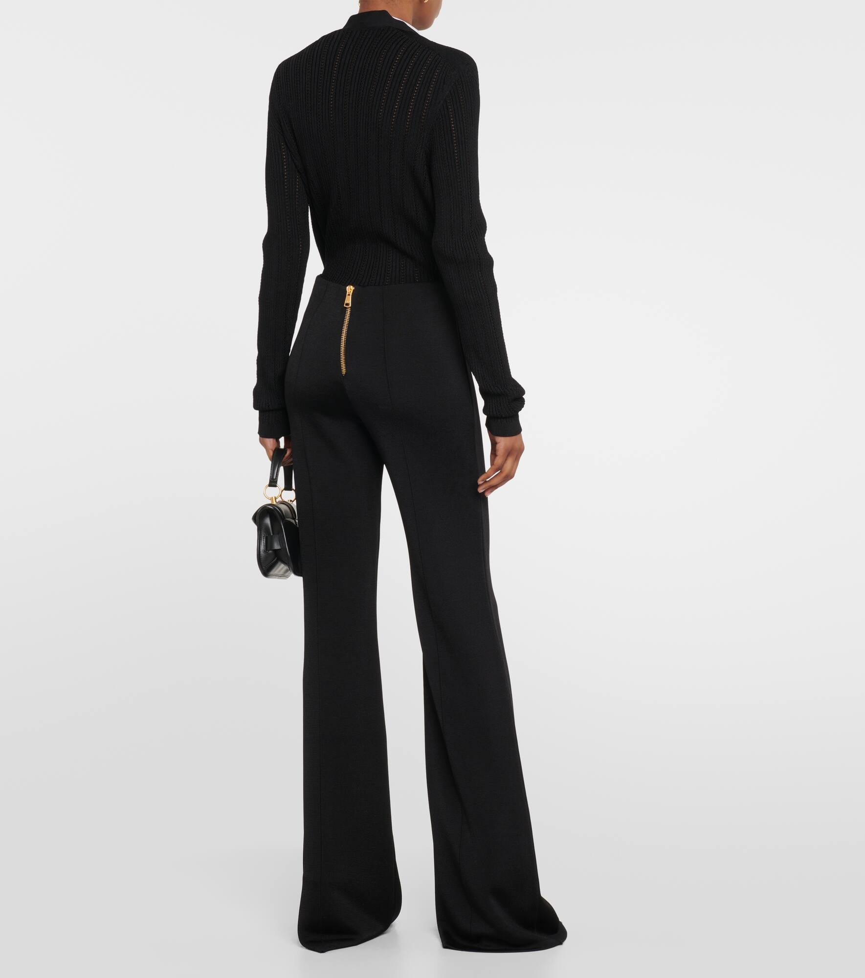 High-rise flared knit pants - 3