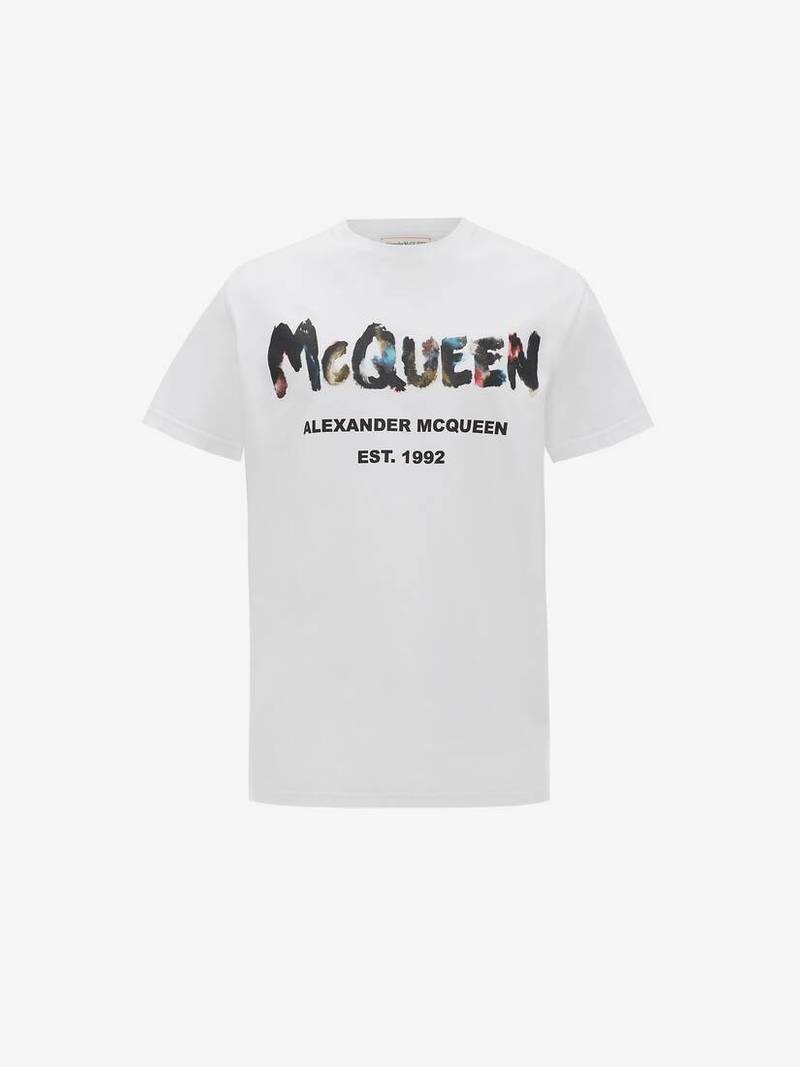 Men's Watercolour Graffiti T-shirt in White/multicolour 1