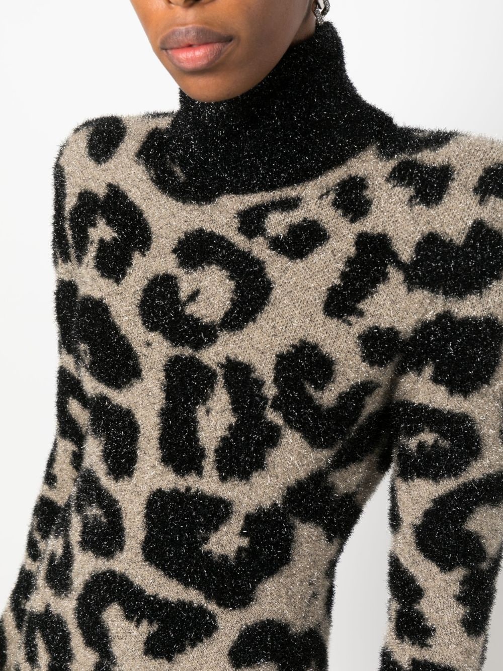 shoulder-pads leopard-print dress - 4