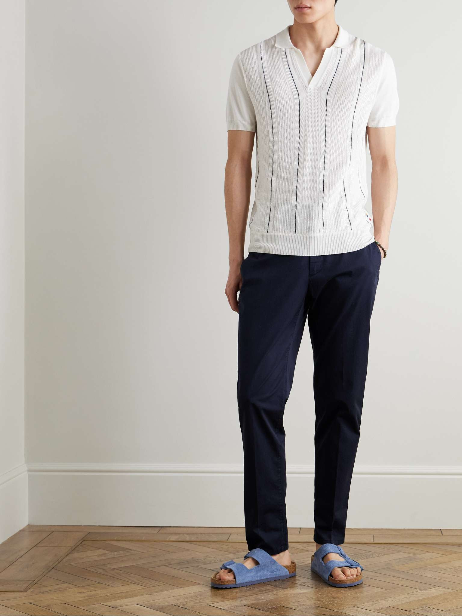 Horton Slim-Fit Ribbed Mulberry Silk and Organic Cotton-Blend Polo Shirt - 2