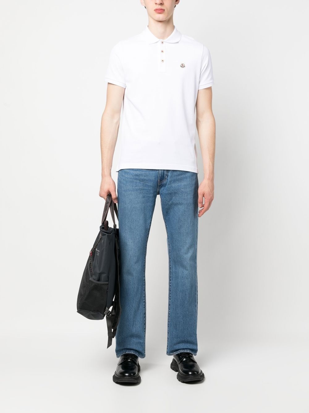 logo-patch polo shirt - 2