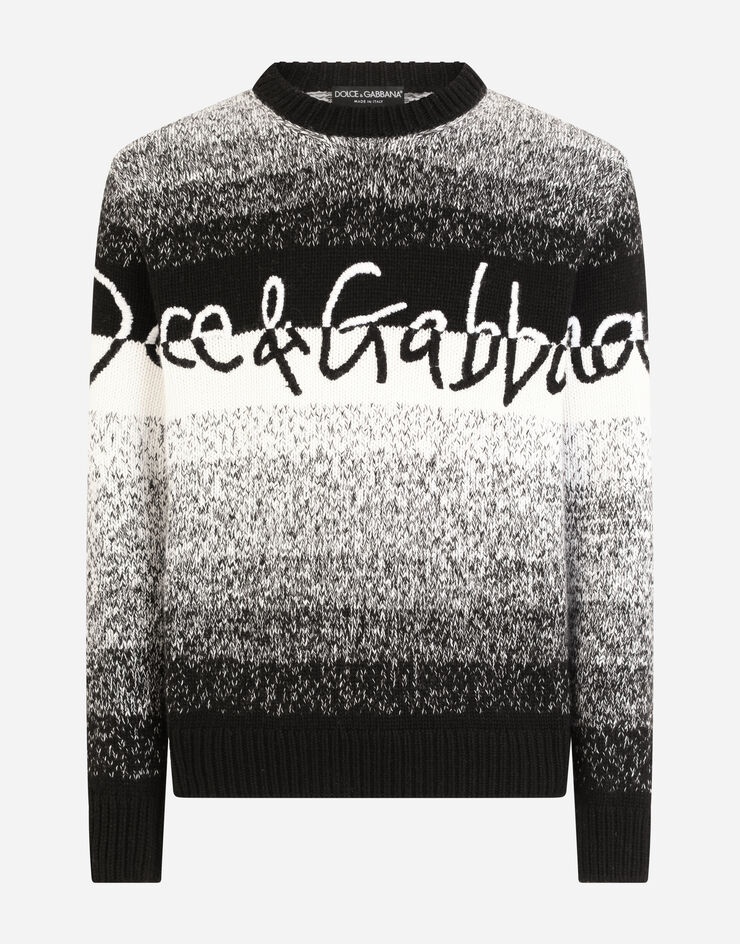 Wool round-neck sweater with Dolce&Gabbana embroidery - 1