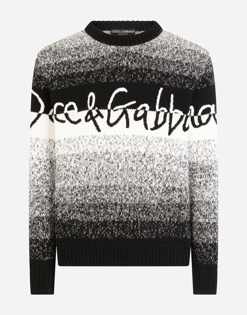 Wool round-neck sweater with Dolce&Gabbana embroidery 1