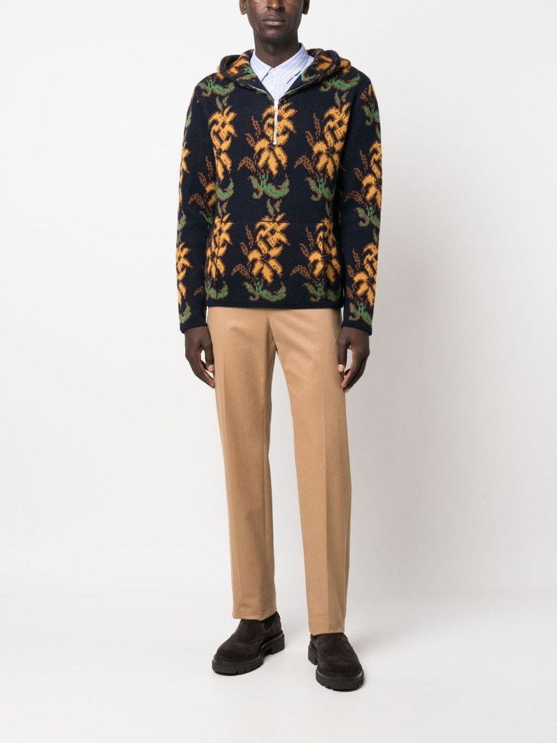 Etro floral-intarsia virgin wool hoodie outlook