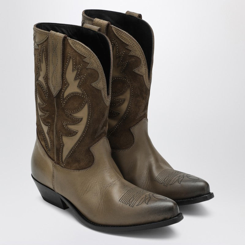 Golden Goose Wish Star Boots In Khaki Leather And Suede Women - 1