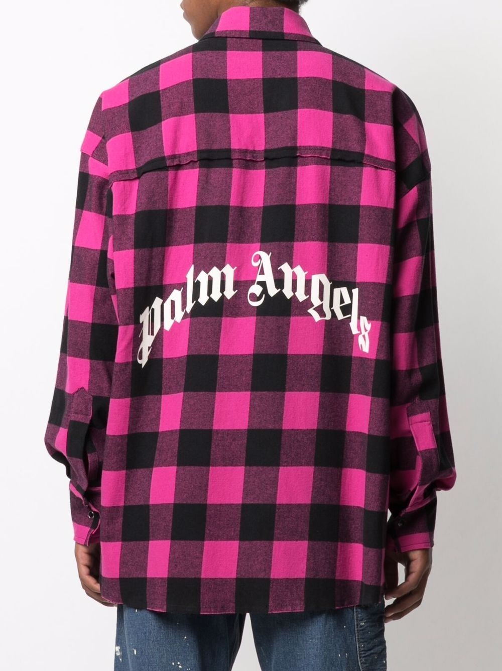 check-print logo shirt - 4