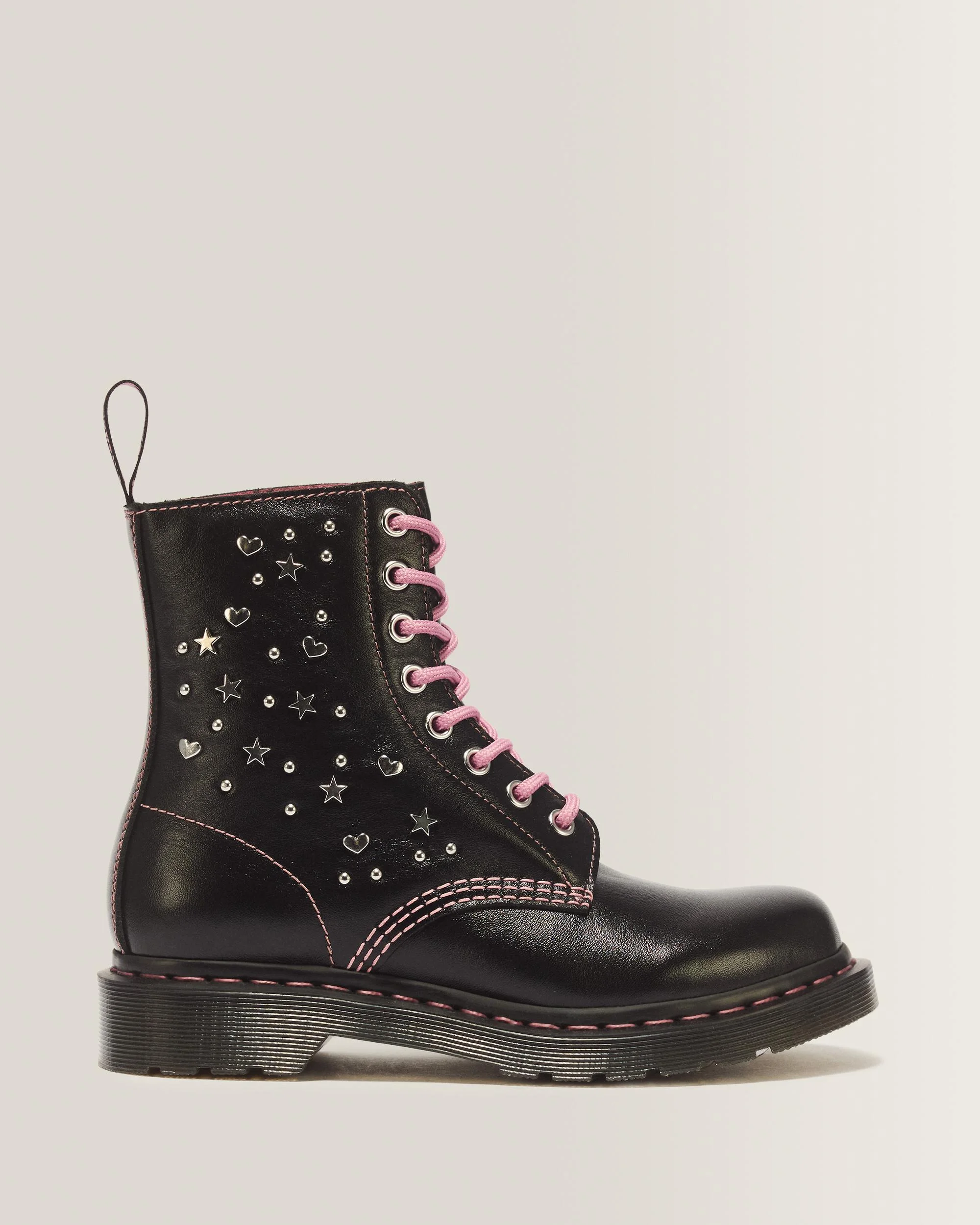 1460 Pascal Hearts & Stars Milled Gloss Leather Lace Up Boots - 1