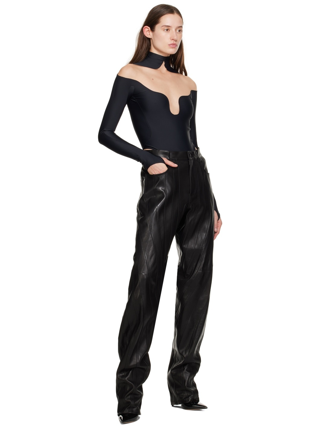 Black Wavy Bodysuit - 5