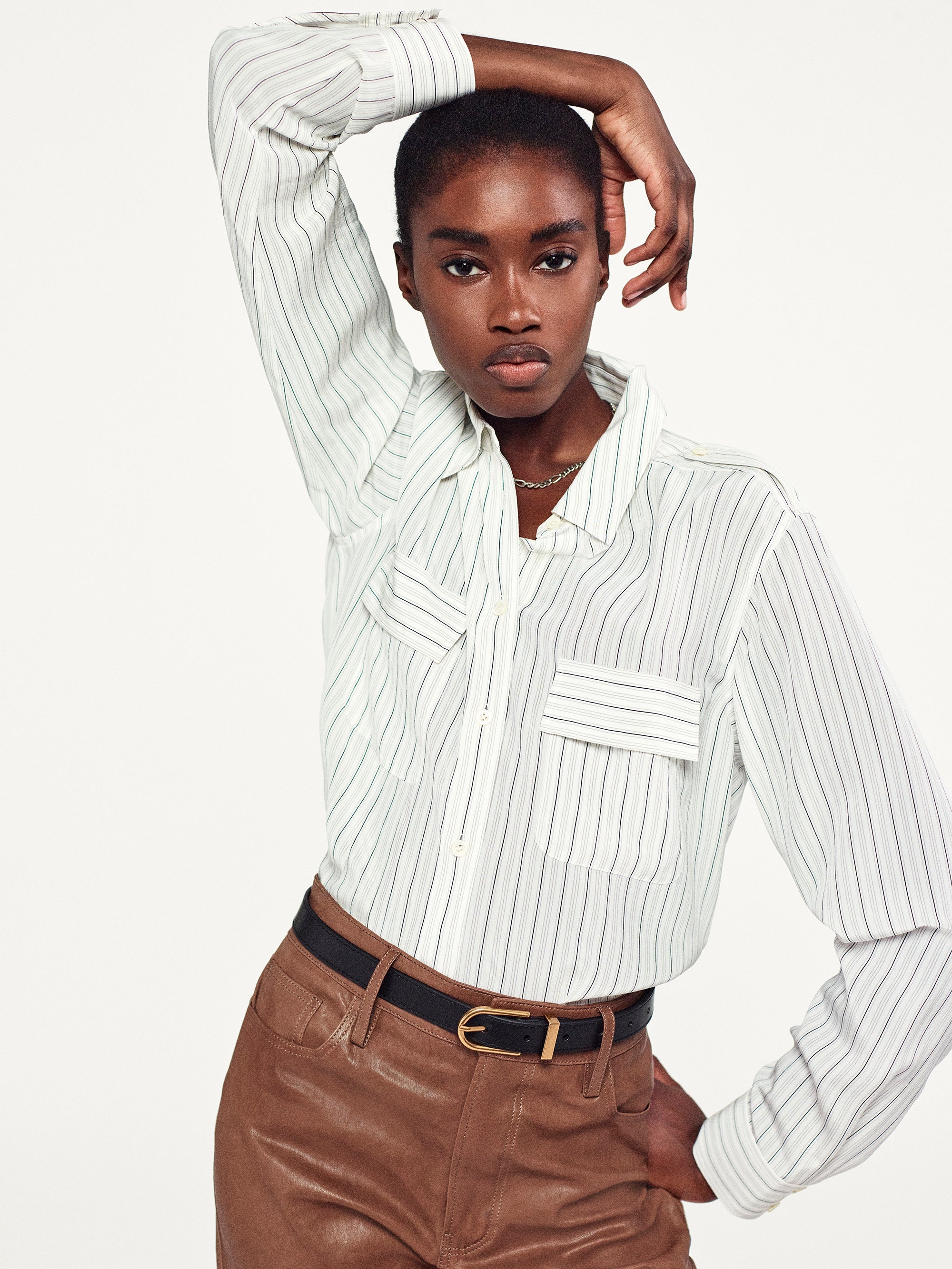 The Striped Pocket Shirt in Cream Multi - 2