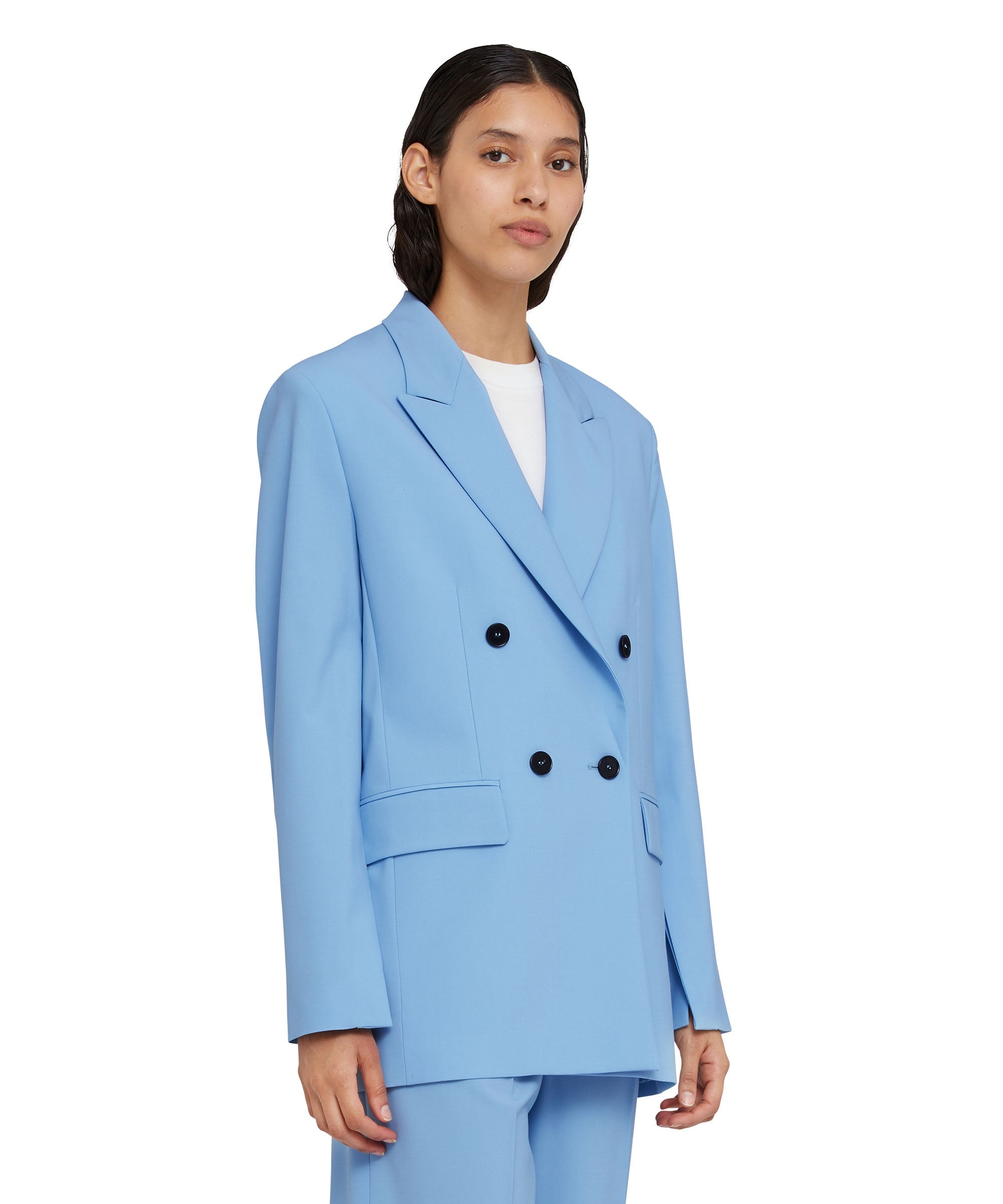 Lightweight wool double-breasted blazer with openable sleeves - 5