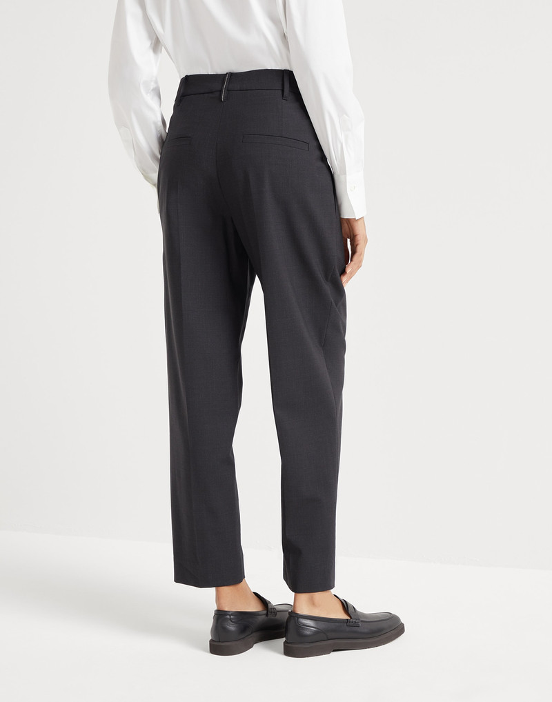 Brunello Cucinelli Tropical luxury wool slouchy trousers with monili outlook