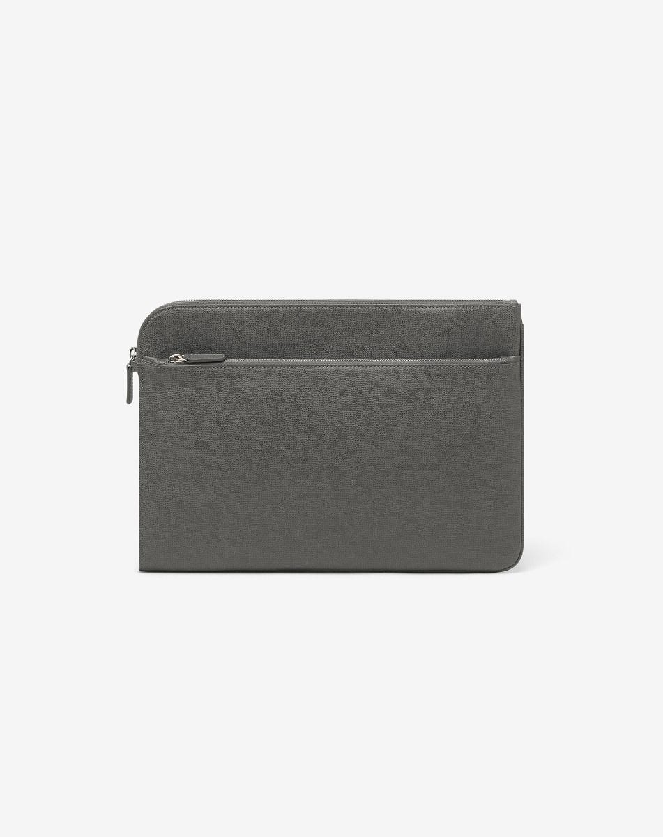 Grey leather briefcase - 1