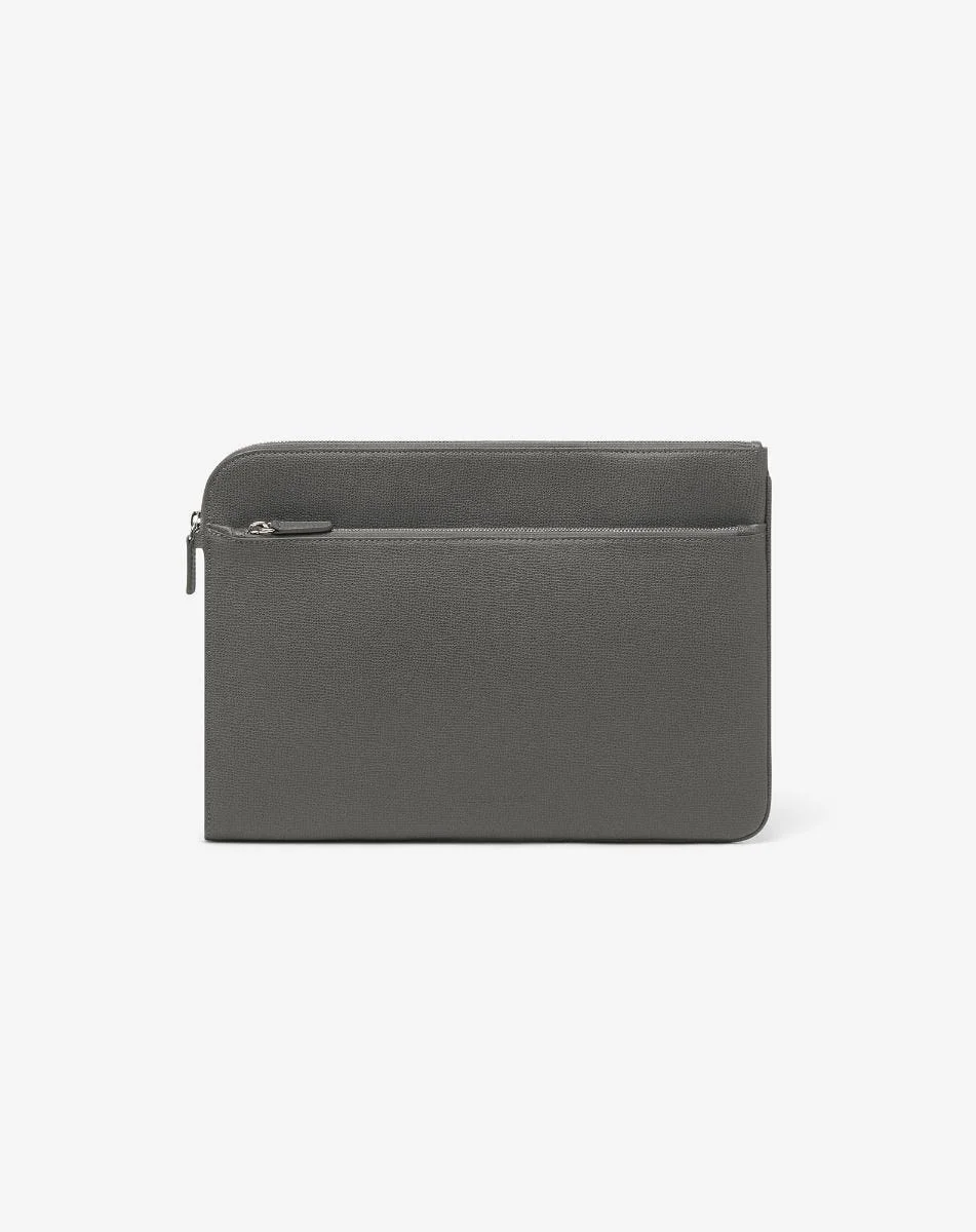 Grey leather briefcase - 1