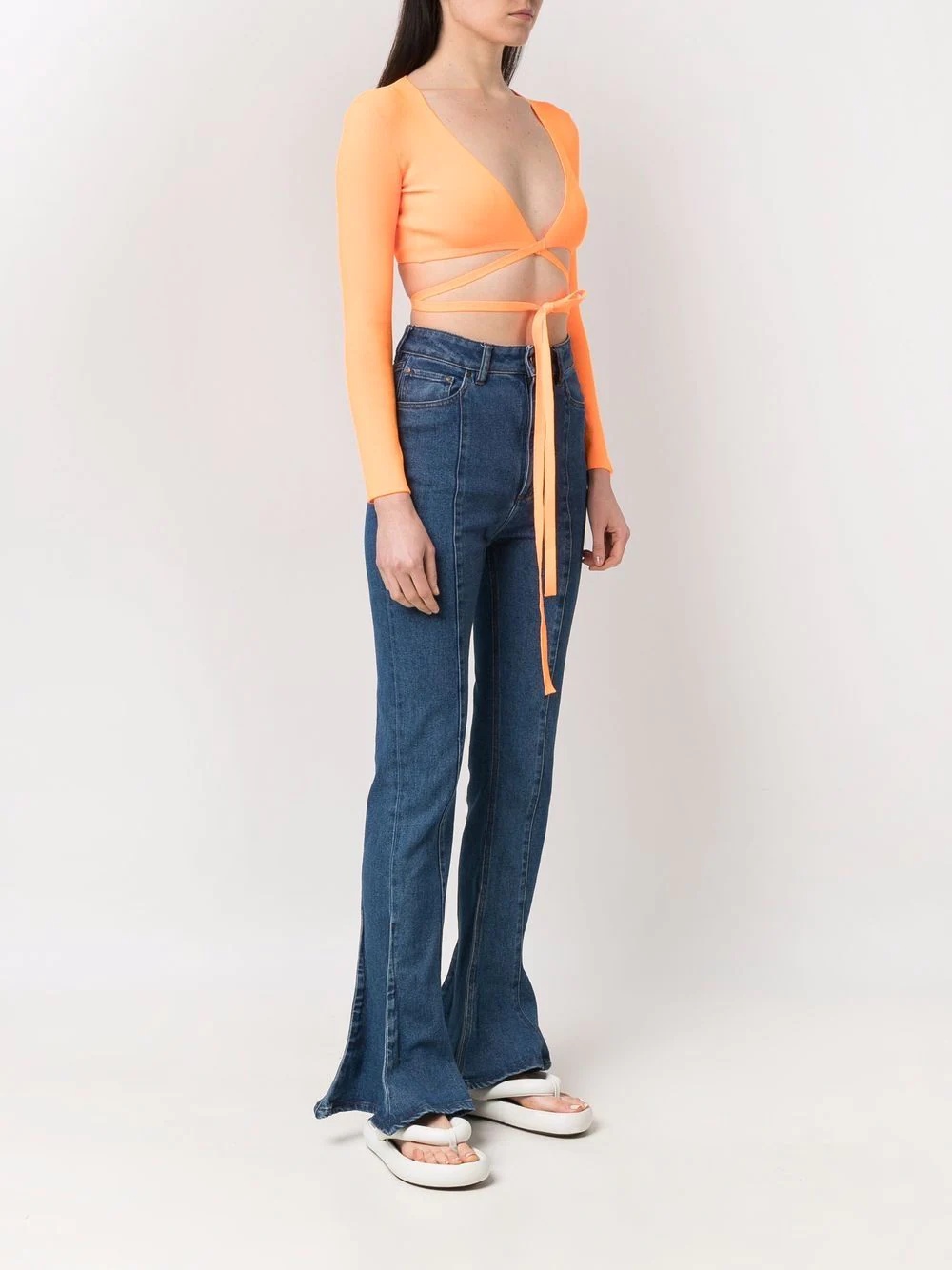 wrap knitted crop top - 3