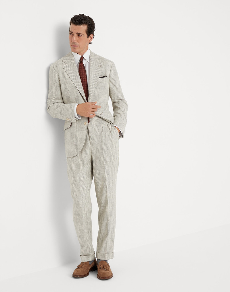 Comfort wool, silk and cashmere Prince of Wales deconstructed Cavallo blazer 5