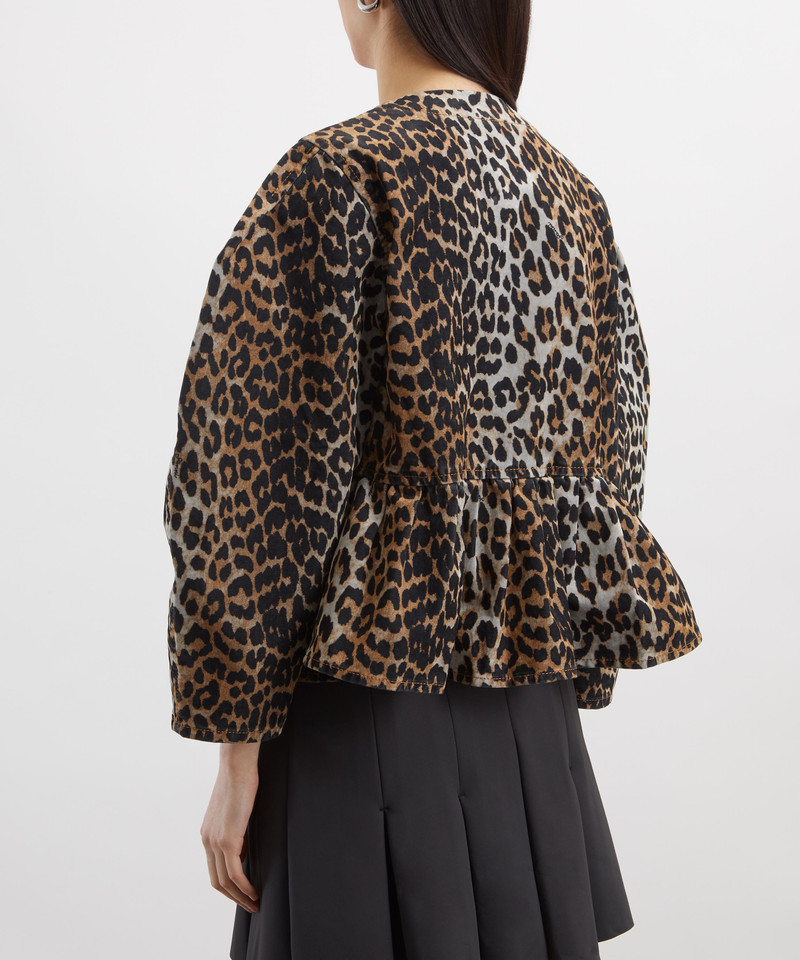 Leopard Print Flock Denim Blouse 4