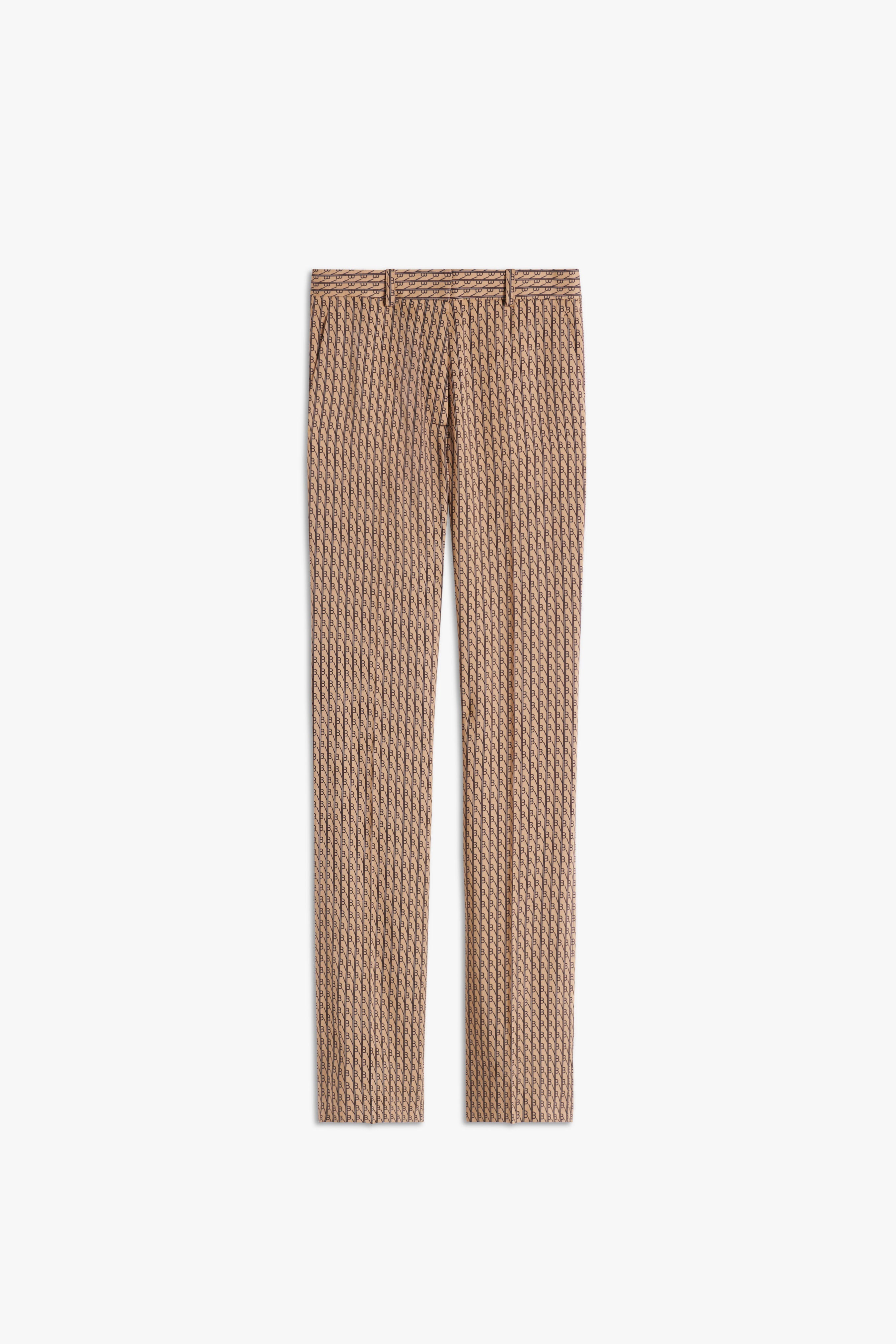 Tailored Slim-Leg Trouser in Camel-Dark Navy - 1