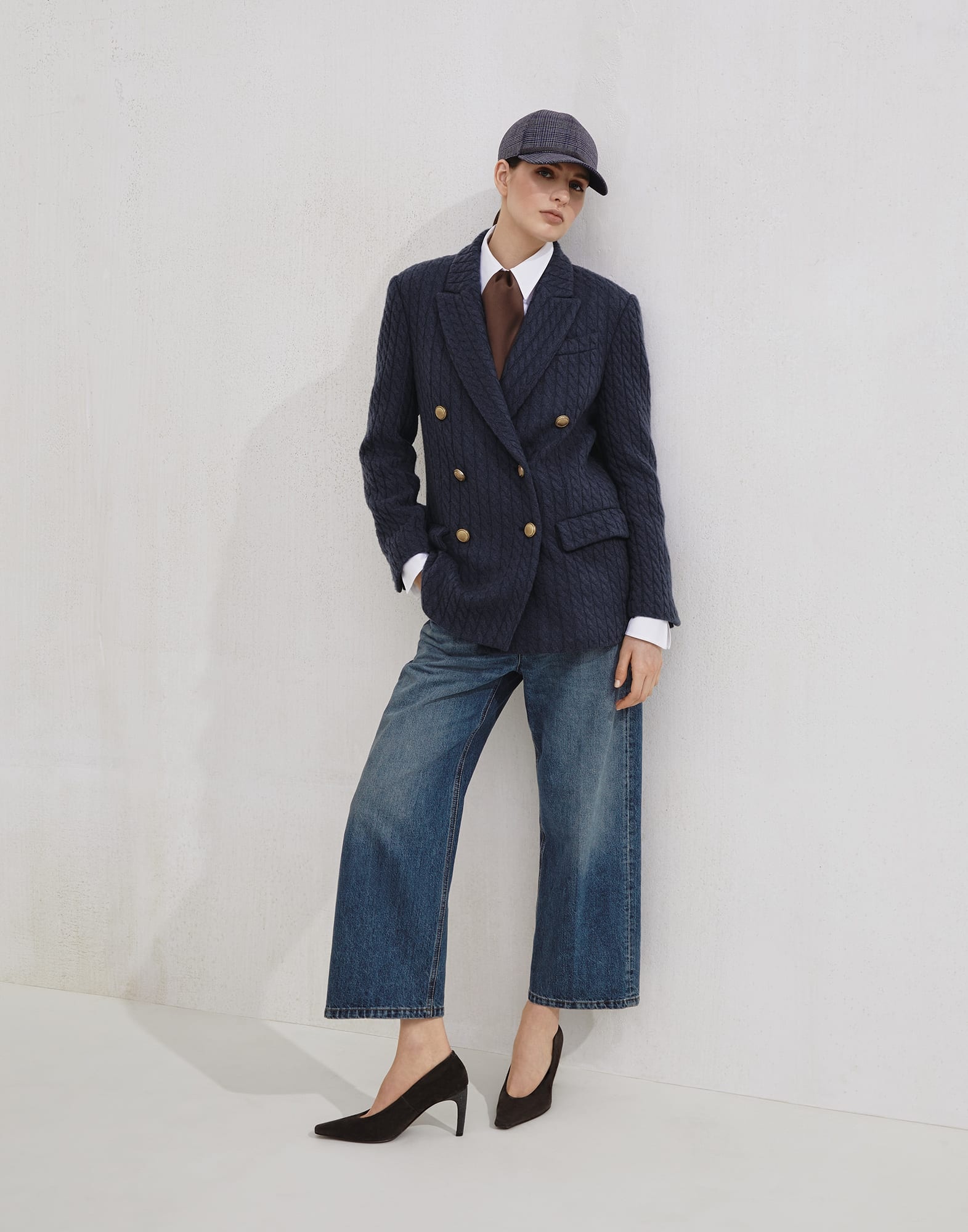 Cashmere cable knit blazer with monili - 5