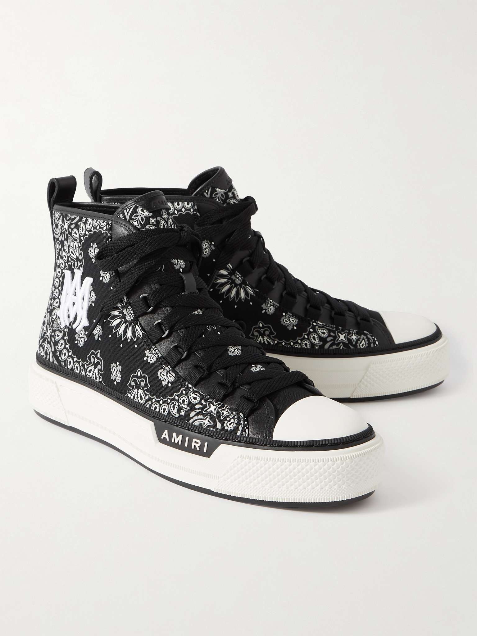 Leather-Trimmed Paisley-Print Canvas High-Top Sneakers - 4