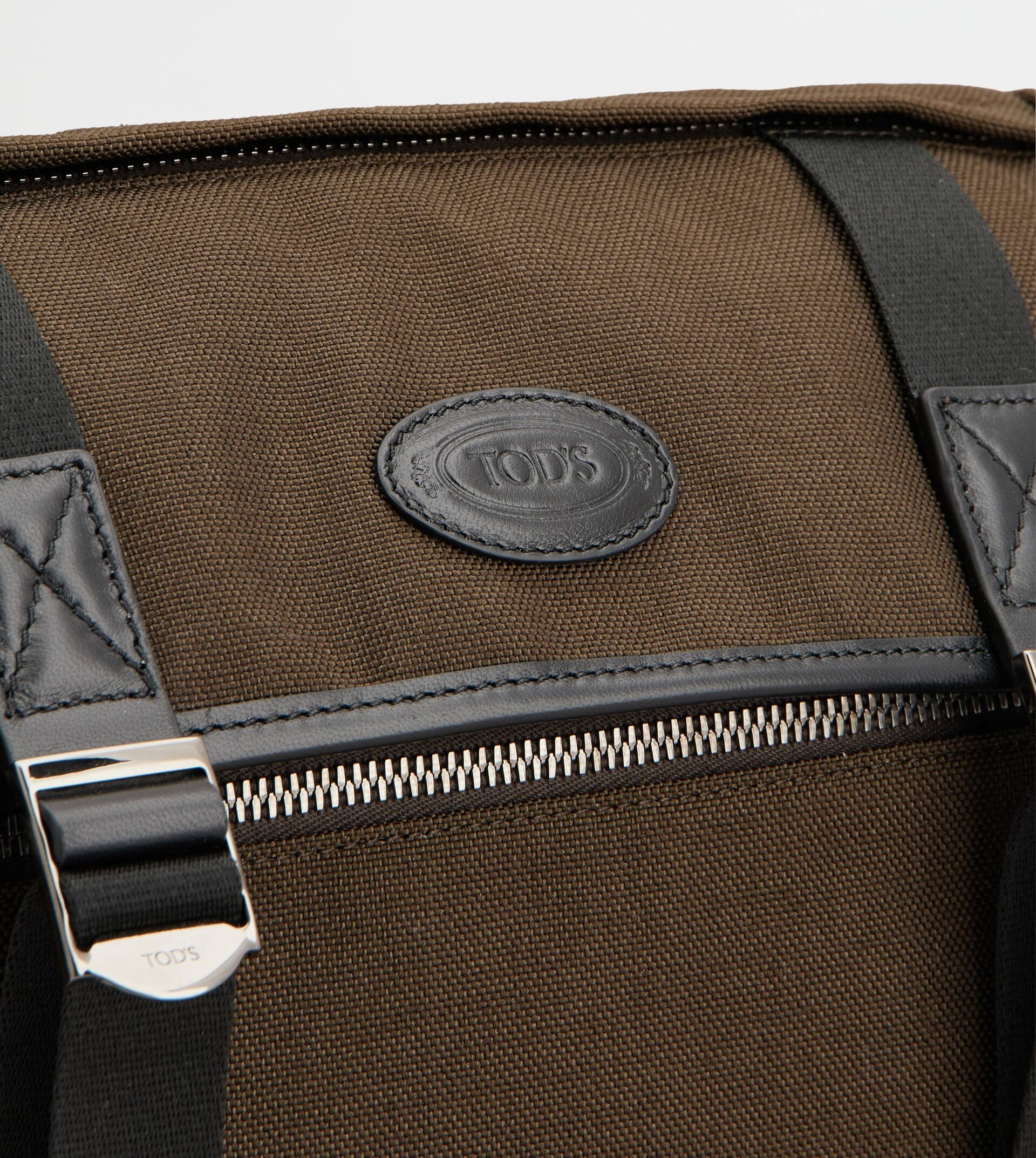 CROSSBODY BAG IN FABRIC AND LEATHER SMALL - BROWN, BLACK - 5