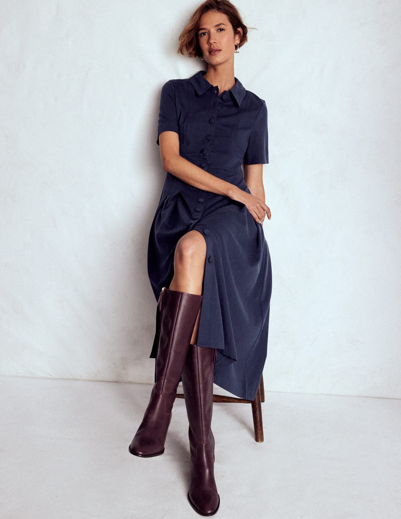 Bridget Ponte Shirt Dress-Navy 3