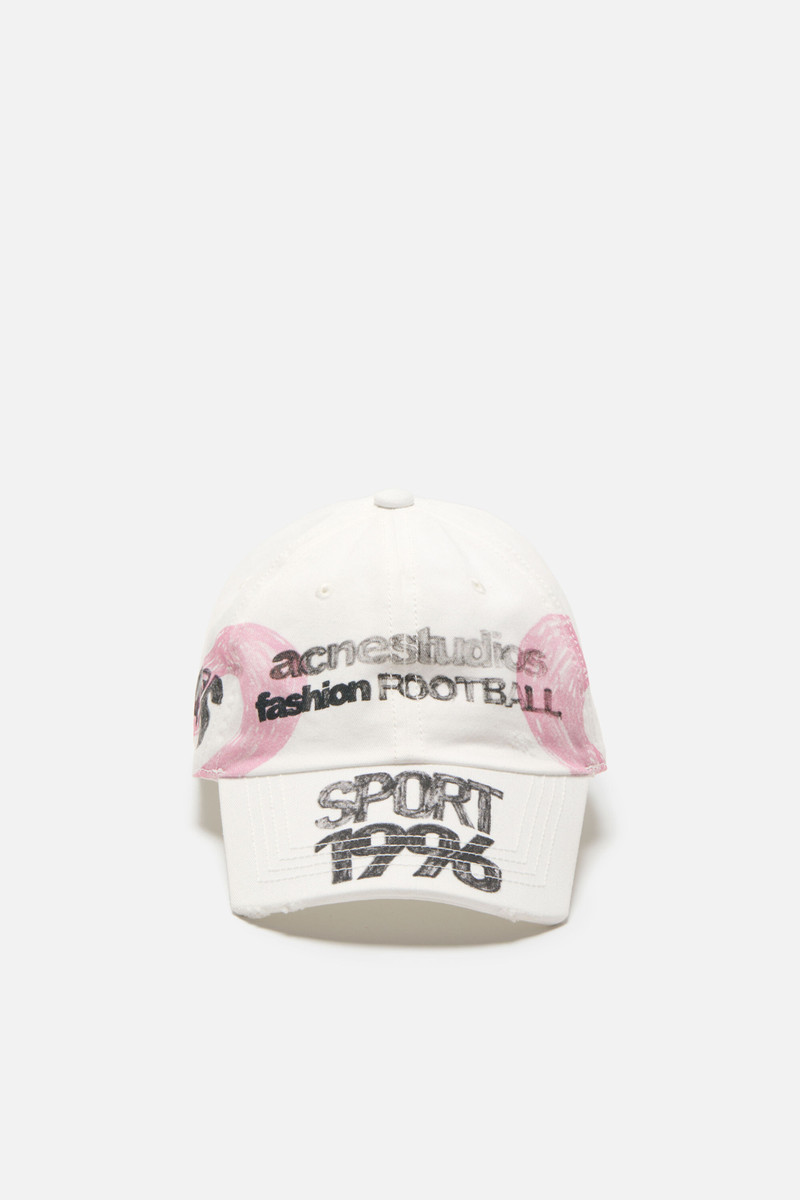 Distressed logo cap - White 1
