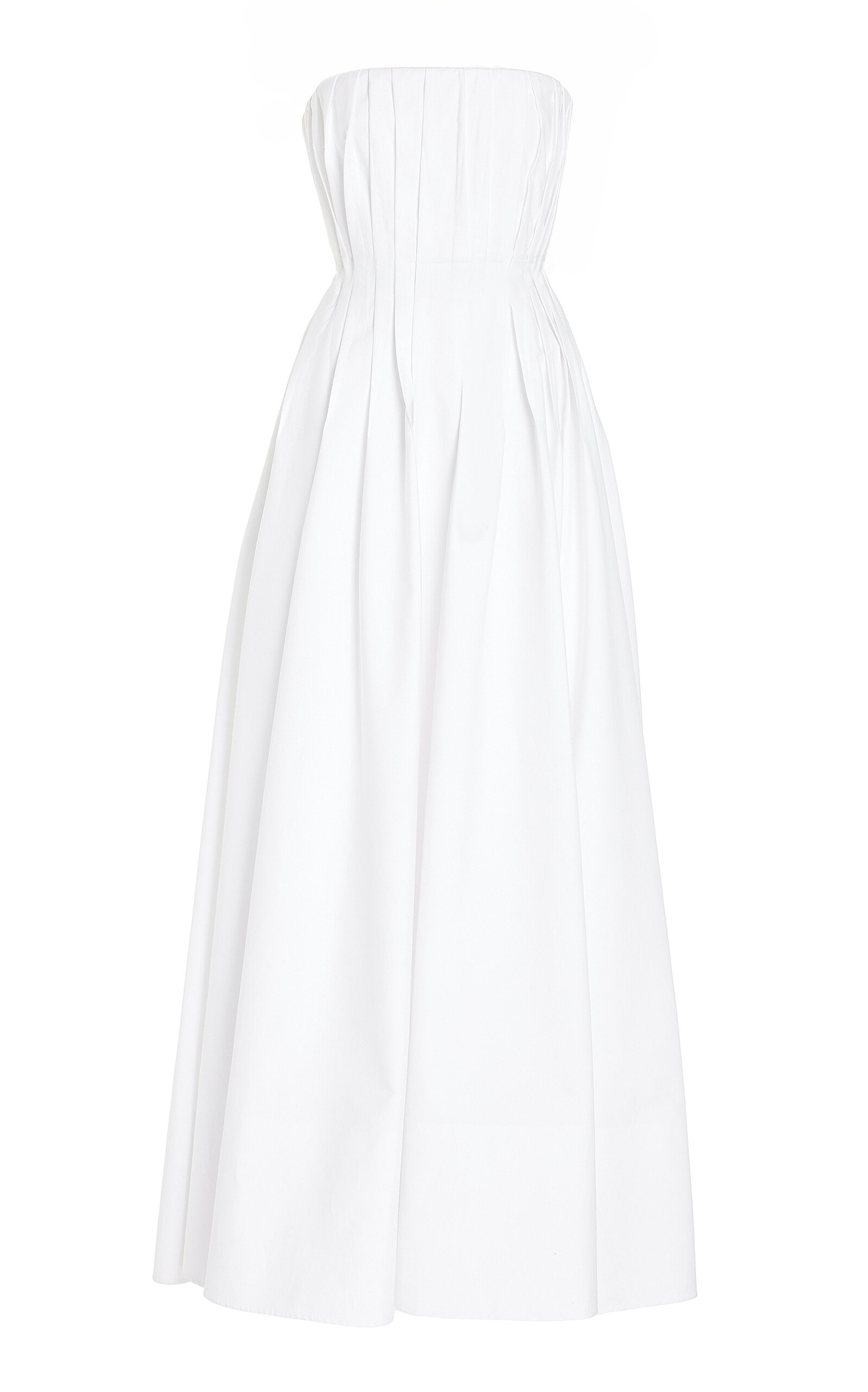 Thalia Strapless Cotton Poplin Maxi Dress white - 1