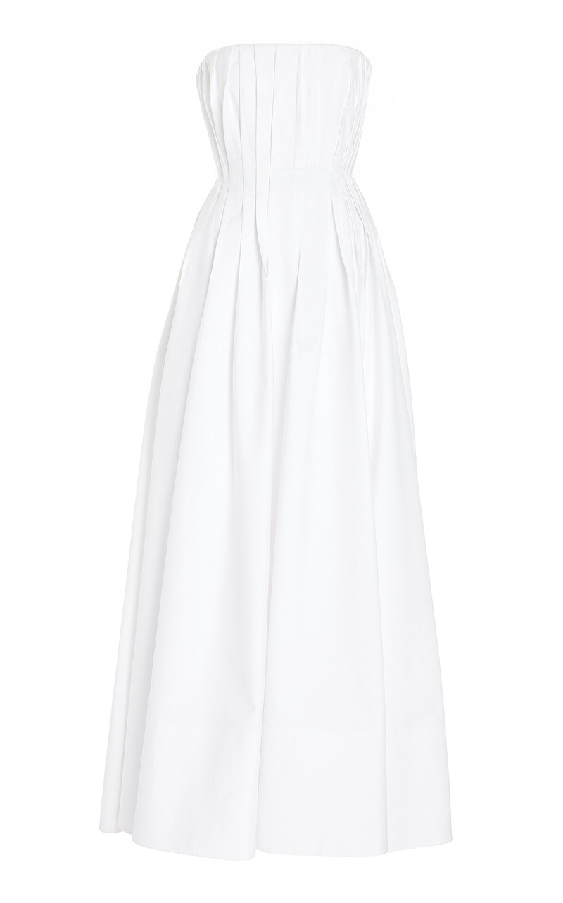 Thalia Strapless Cotton Poplin Maxi Dress white - 1