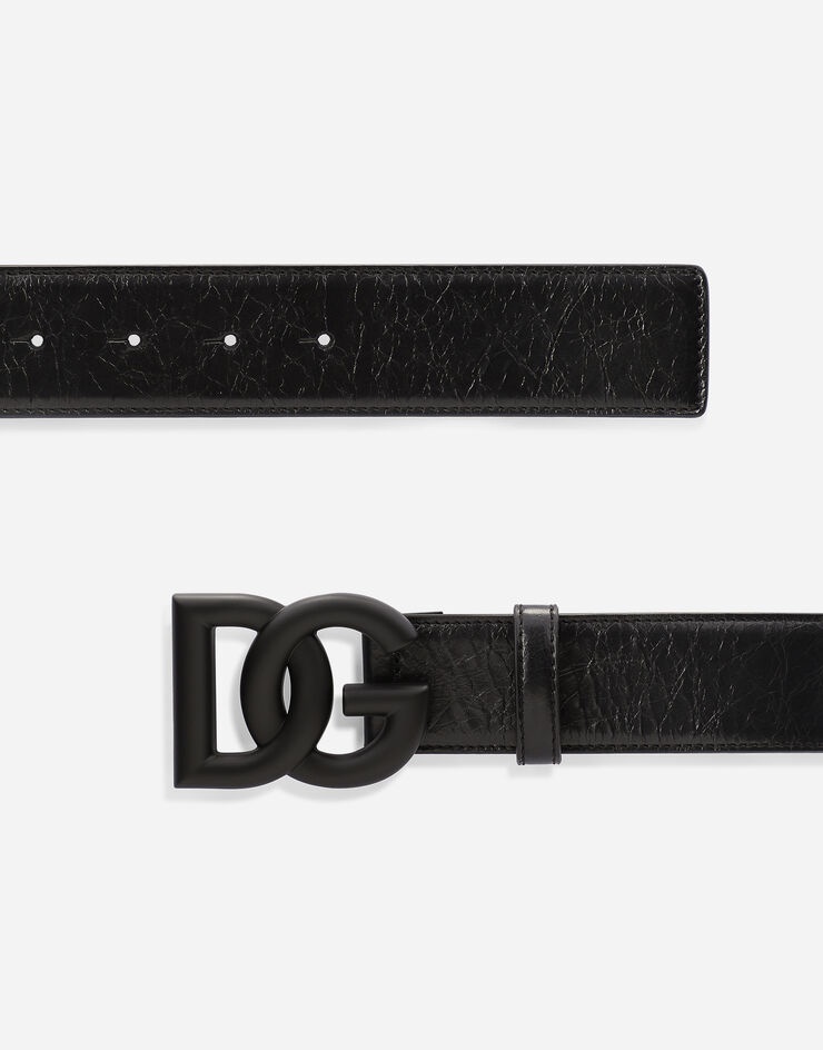 Matte nappa leather belt with crossover DG logo buckle - 2