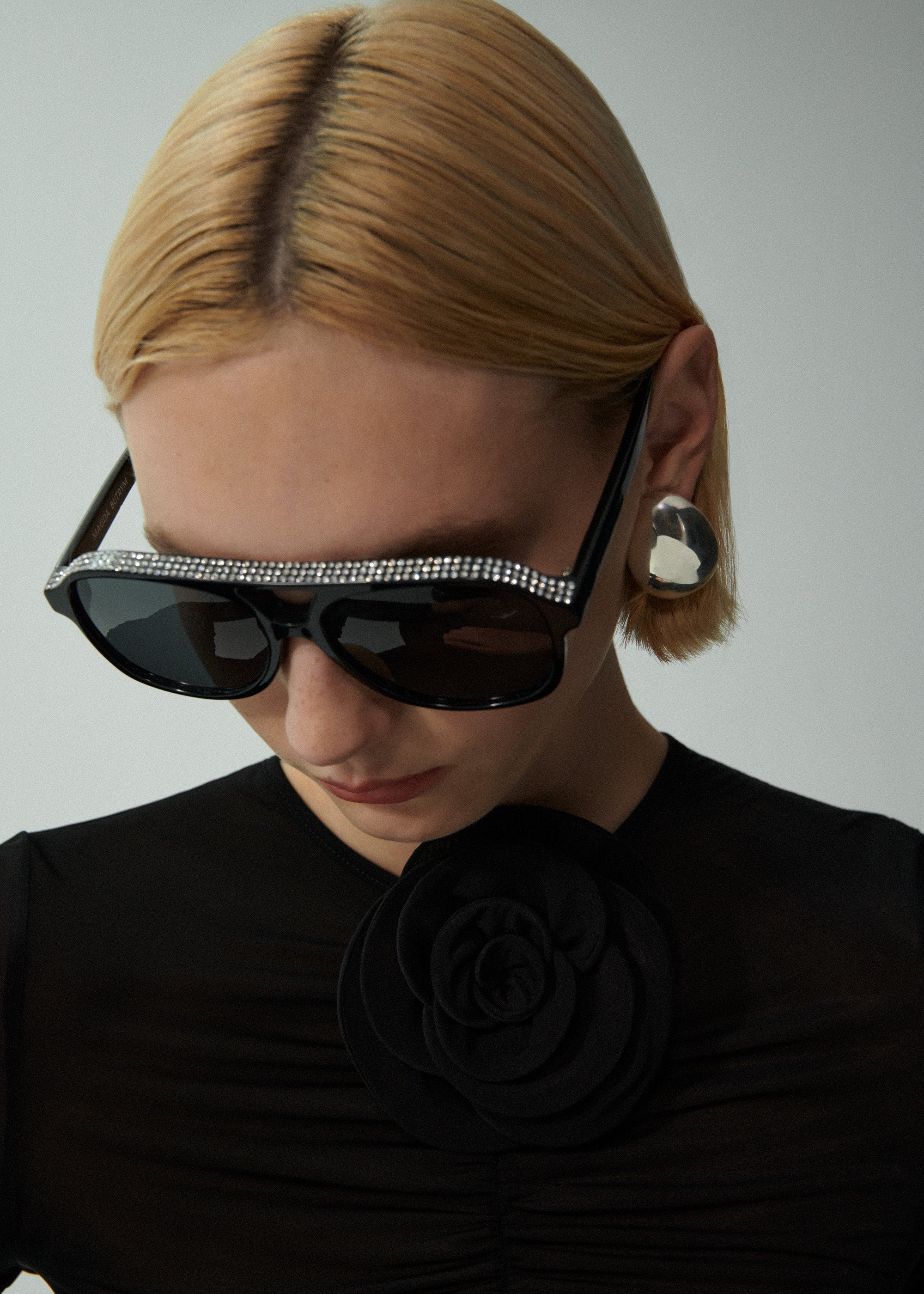 Aviator sunglasses in black crystals - 4