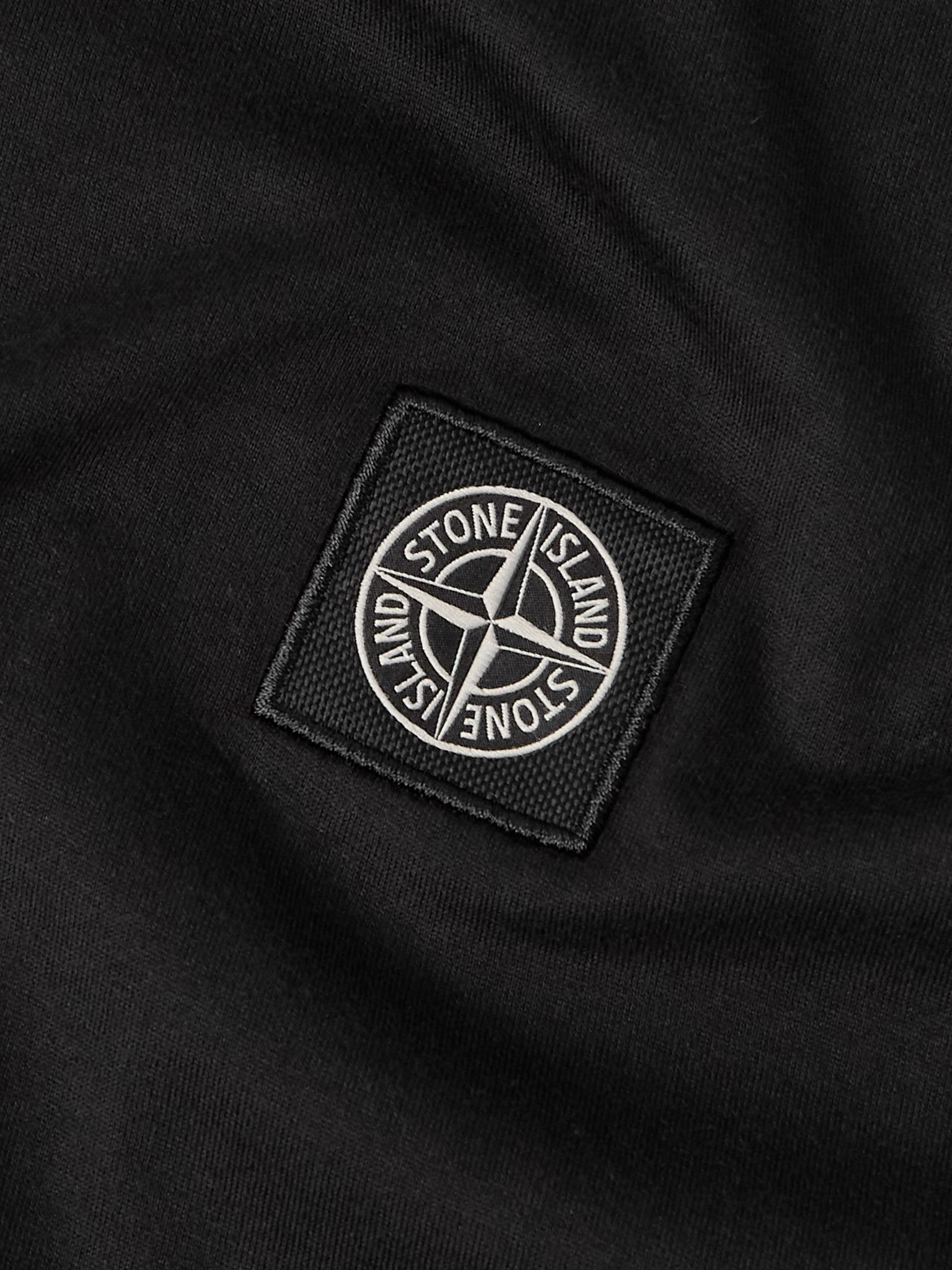 Logo-Appliquéd Garment-Dyed Cotton-Jersey T-Shirt Black - 4