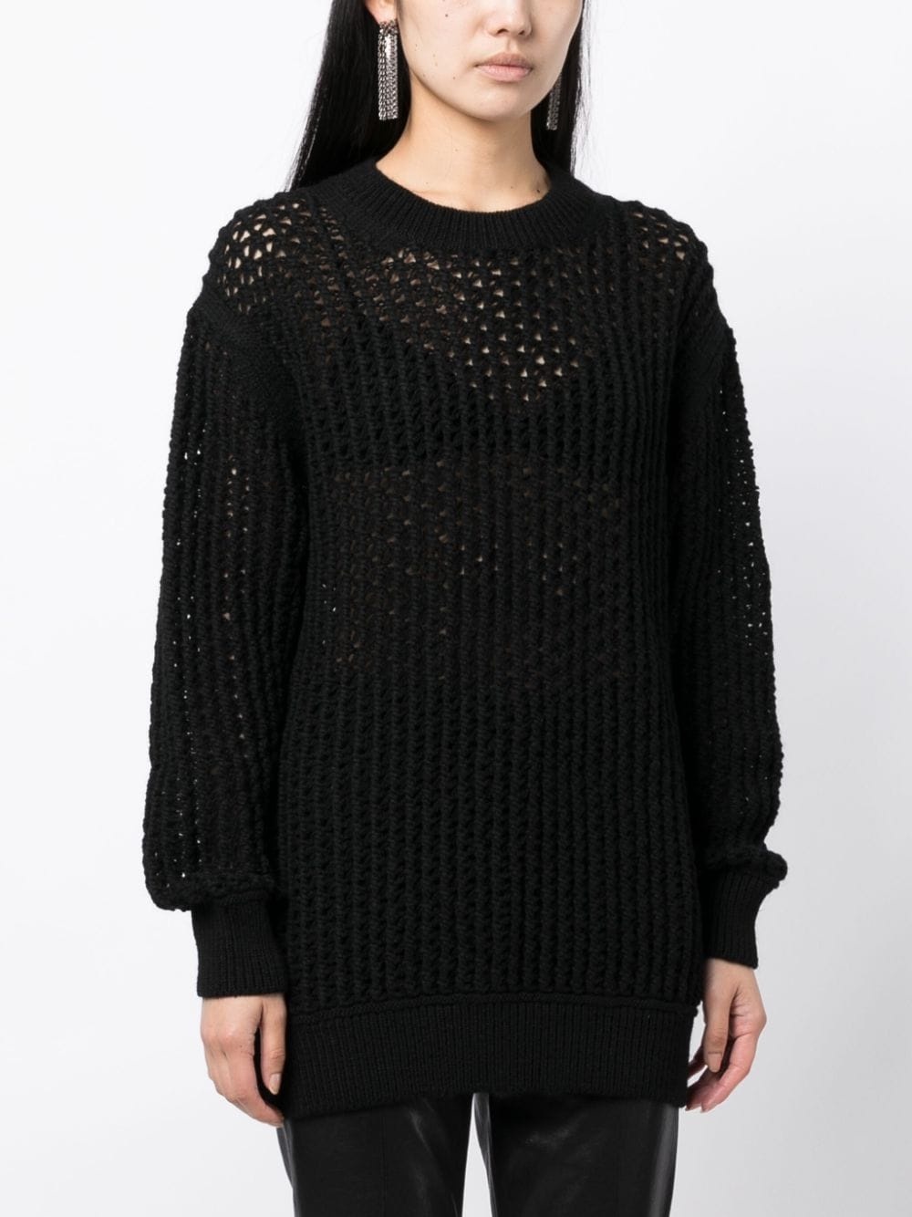 open-knit wool jumper - 3