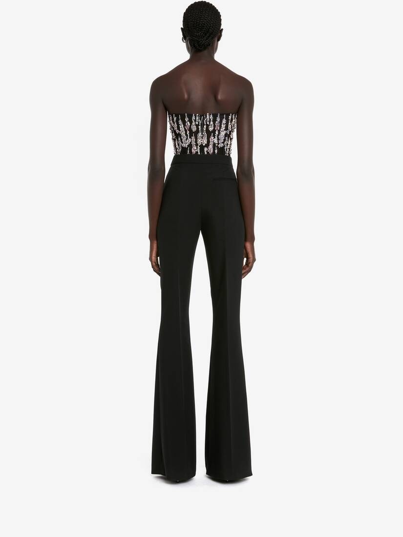 Cosmic Rain Embroidery Corset in Black - 4