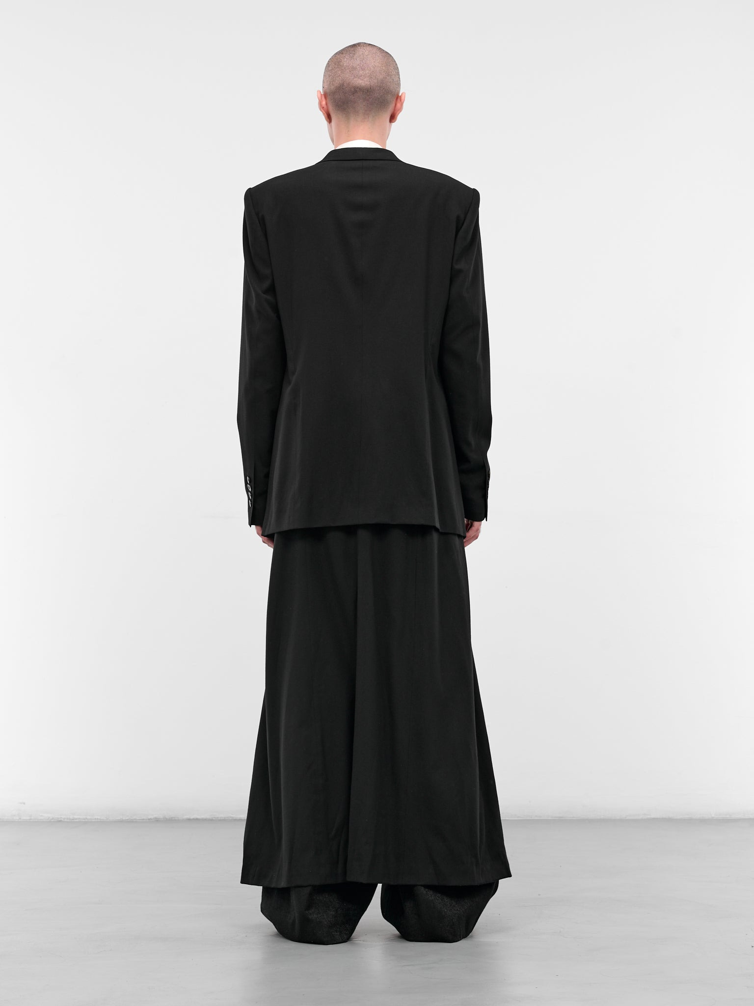 Black Tailored Wool-Viscose Blazer - 3