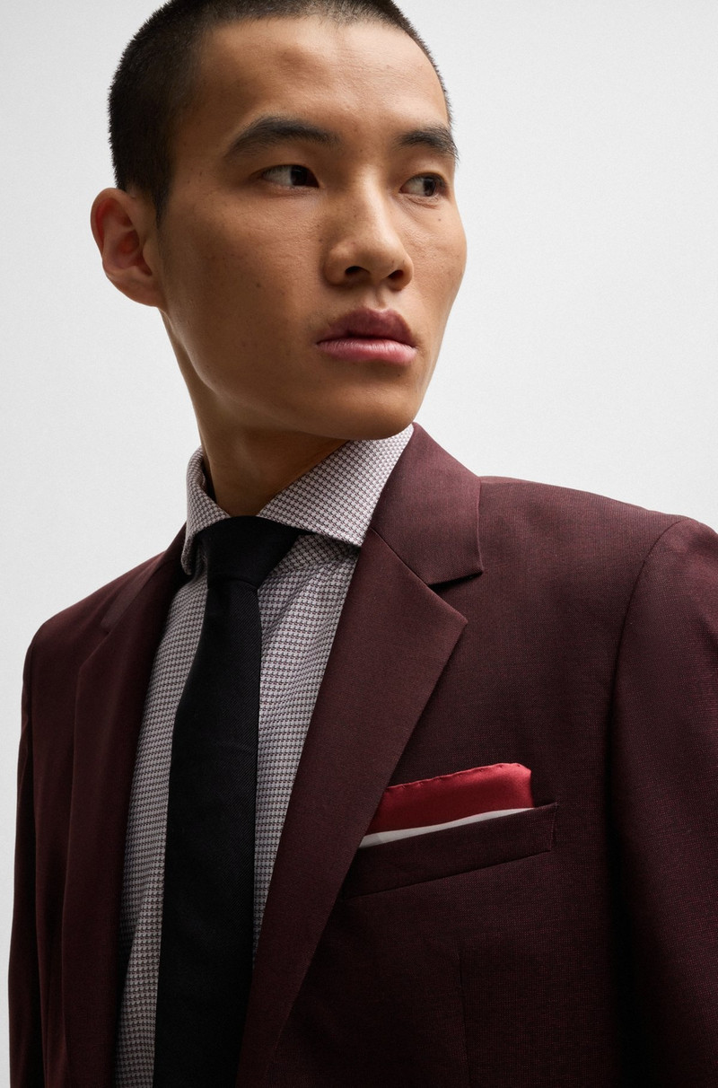 BOSS SILK POCKET SQUARE WITH BRANDING AND PRINTED BORDER outlook