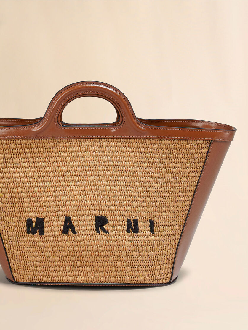 TROPICALIA SMALL BAG IN BROWN LEATHER AND RAFFIA - 4